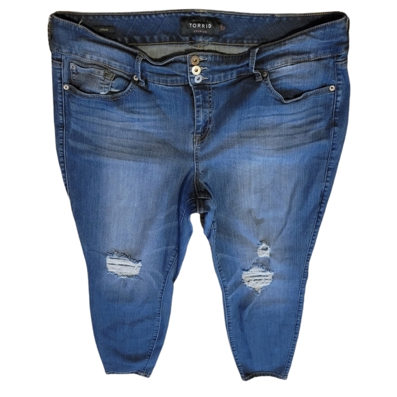 24R TORRID Premium Jegging Distressed Stretch Jeans Womens - Picture 1 of 7